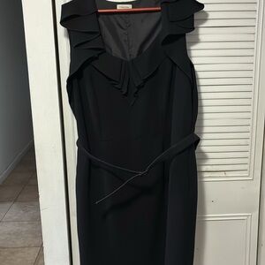 Calvin Klein Black Ruffled Midi Dress